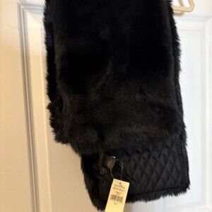 Banana Republic Elegant Black Faux Fur Stole / Wrap